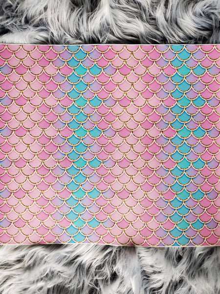 Blue Pink Mermaid Faux Leather